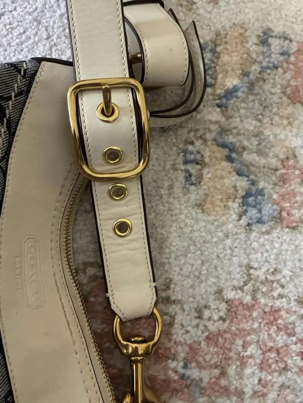 Coach 10402 Signature C Duffle Blue Denim Leather Convertible Handbag